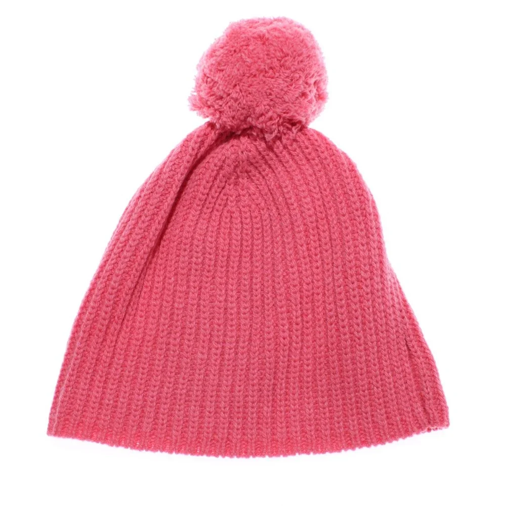 Eisbar NWT Mirna Pompom Knit Beanie Hat One Size in Pink Cashmere/Wool